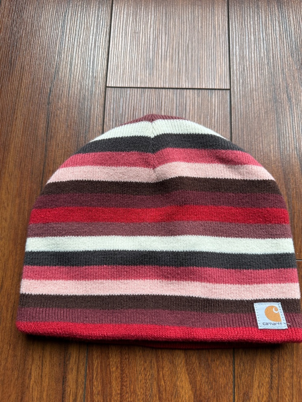 🧢🧢Retired Carhartt Kids Striped Knit Beanie - Red, Pink, Brown, Cream🧢🧢